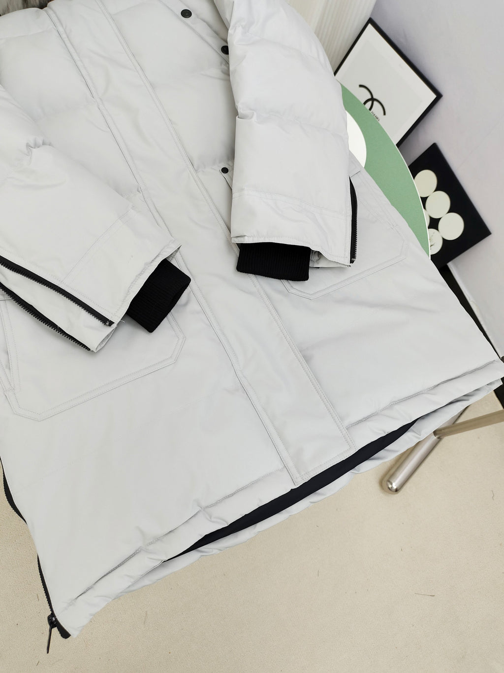 Moose Knuckles White Fox Fur Hood Long Parka