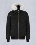 Moose Knuckles White Fur-Trim Hooded Bomber Jacket