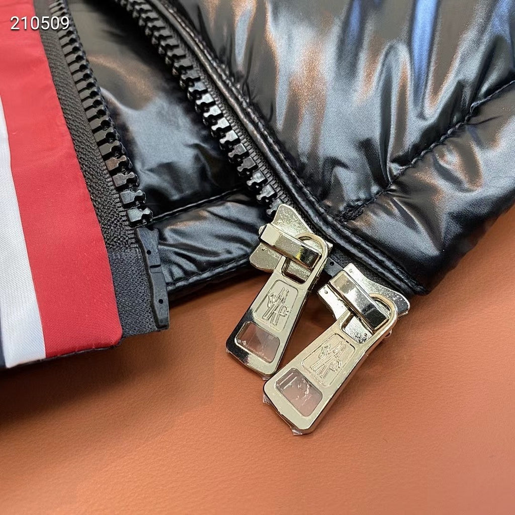 Moncler Heritage Down Jacket with Tricolour Arm Stripe and Detachable Hood