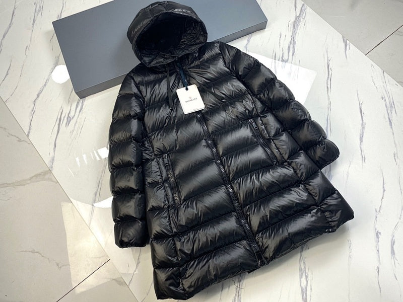 Moncler Long Hooded Down Coat – Black