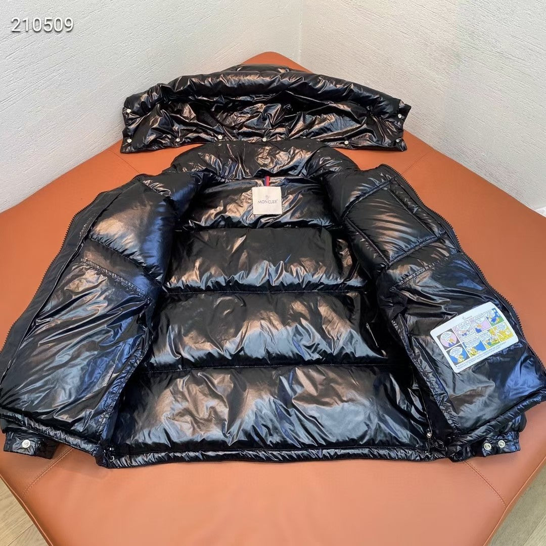 Moncler Heritage Down Jacket with Tricolour Arm Stripe and Detachable Hood