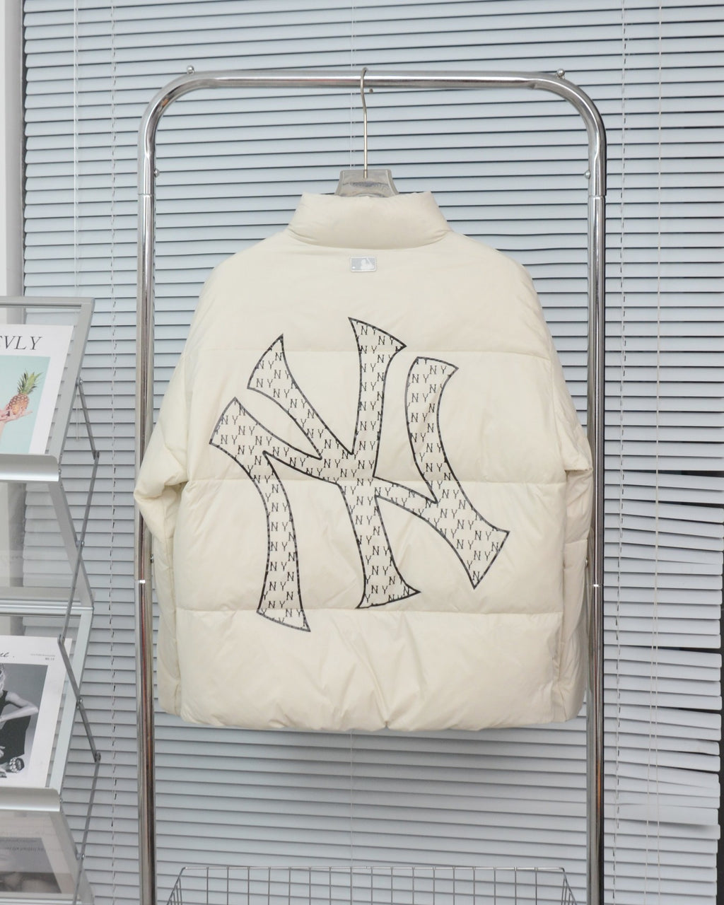 MLB New York Yankees Oversized NY Logo Down Jacket with Monogram Fill