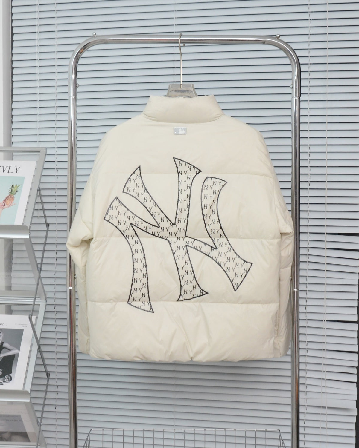 MLB New York Yankees Oversized NY Logo Down Jacket with Monogram Fill