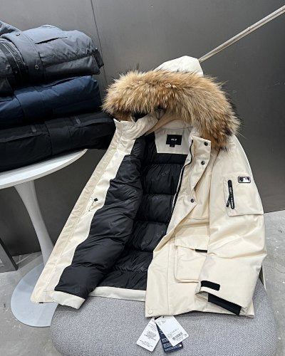 MLB NY Yankees Down Parka – Cream | Faux Fur Hood