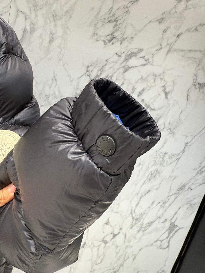 Moncler Oversized Down Puffer Jacket – Black with Cobalt Blue Lining