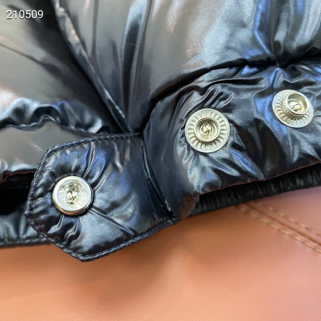 Moncler Heritage Down Jacket with Tricolour Arm Stripe and Detachable Hood