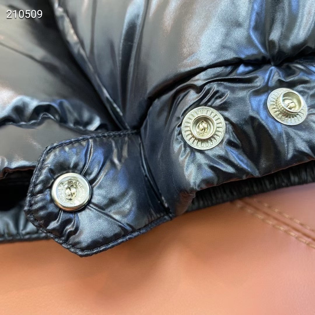 Moncler Heritage Down Jacket with Tricolour Arm Stripe and Detachable Hood