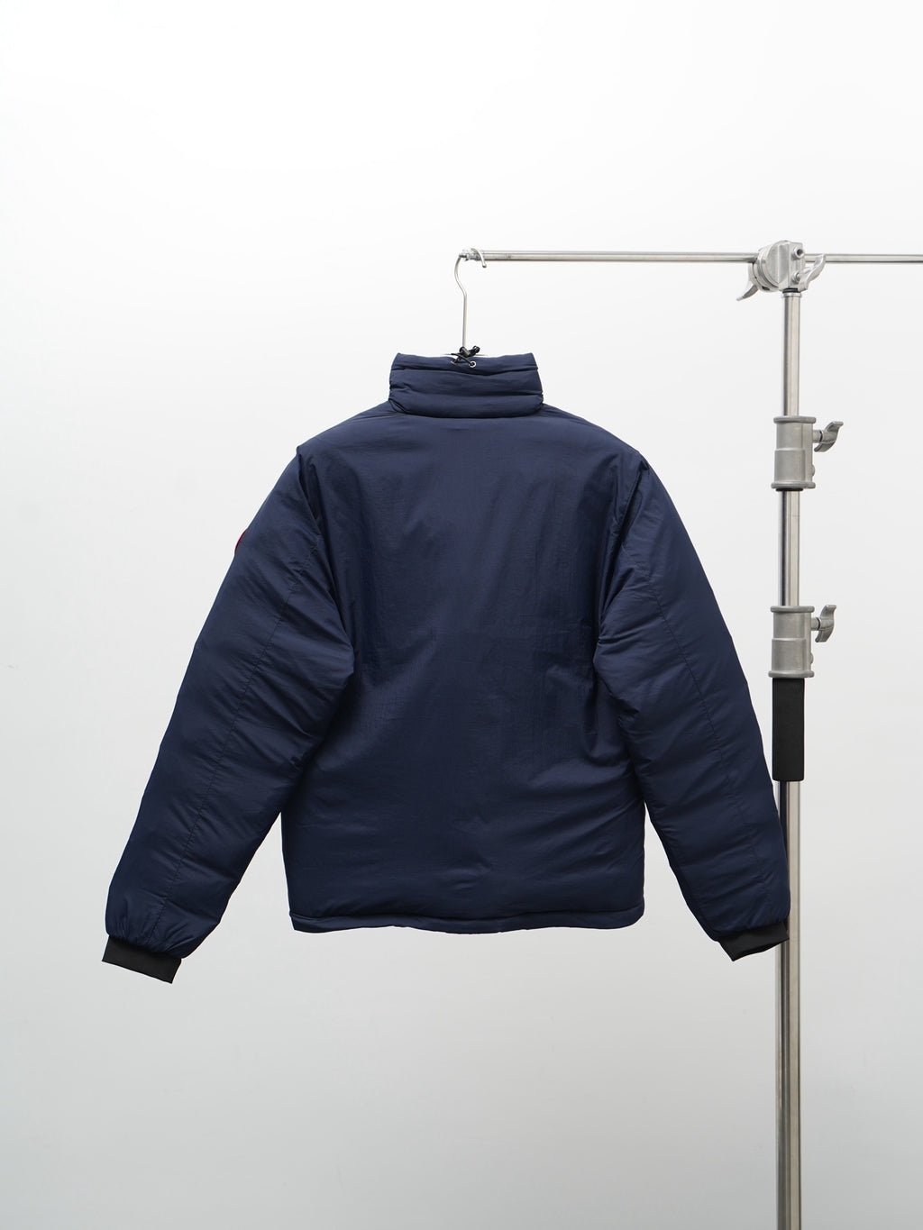 Canada Goose Navy Blue Down Bomber Jacket with Stand Collar and Chest Pocket