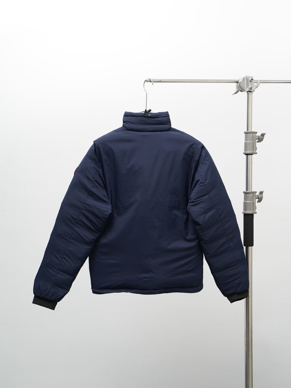 Canada Goose Navy Blue Down Bomber Jacket with Stand Collar and Chest Pocket