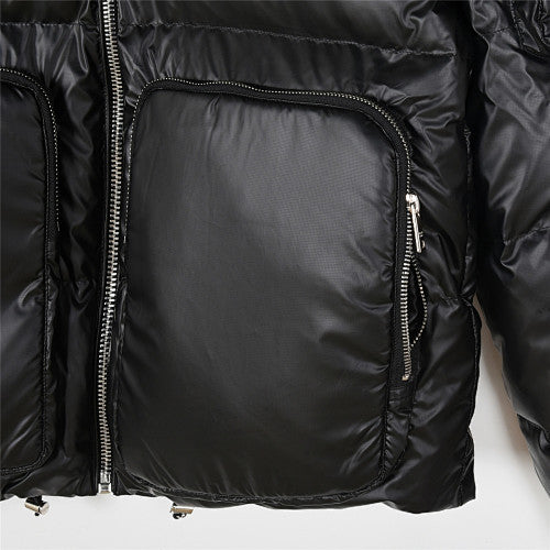 Prada Gloss Nylon Down Jacket with Engraved Logo Zip Pull