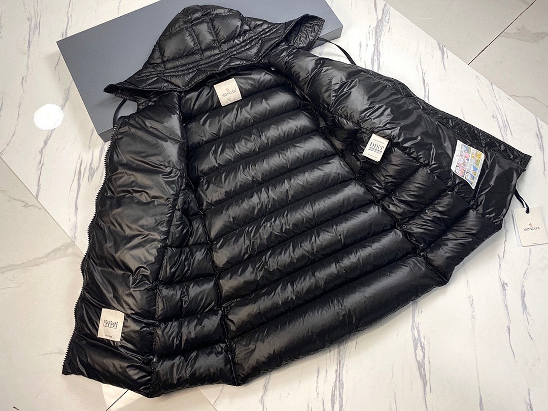 Moncler Long Hooded Down Coat – Black