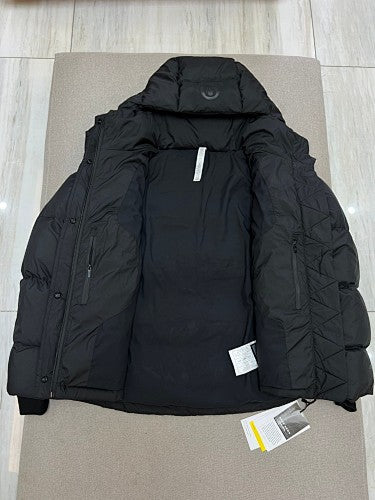 lululemon Women's All-Black Hooded Down Puffer Jacket with Embossed Logo Cuff