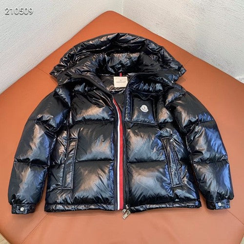 Moncler Heritage Down Jacket with Tricolour Arm Stripe and Detachable Hood