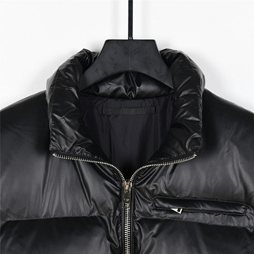 Prada Gloss Nylon Down Jacket with Engraved Logo Zip Pull