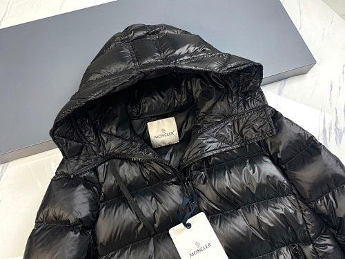 Moncler Long Hooded Down Coat – Black
