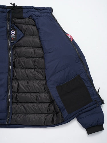 Canada Goose Navy Blue Down Bomber Jacket with Stand Collar and Chest Pocket