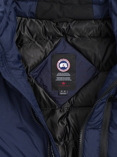 Canada Goose Navy Blue Down Bomber Jacket with Stand Collar and Chest Pocket