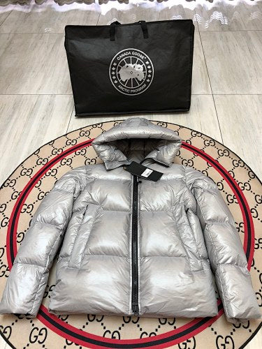 Canada Goose Silver Grey Glossy Down Puffer Jacket