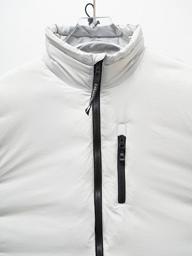Canada Goose White Down Bomber Jacket with Ribbed Cuffs and Inner Liner