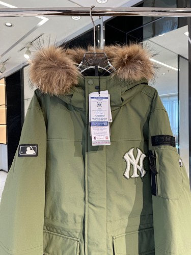 MLB NY Yankees Down Parka – Olive Green | Faux Fur Hood