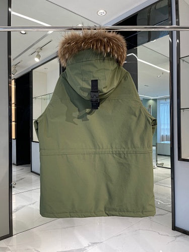 MLB NY Yankees Down Parka – Olive Green | Faux Fur Hood