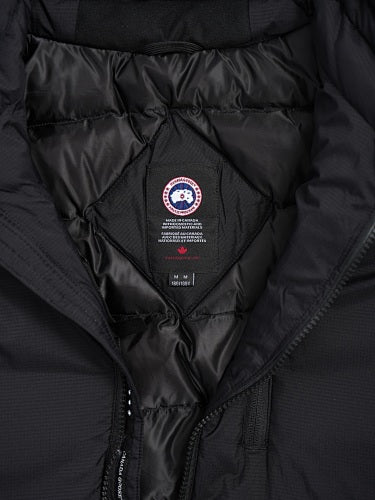 Canada Goose Black Down Bomber Jacket with Sleeve Badge and Quilted Lining