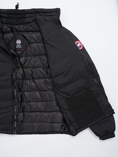 Canada Goose Black Down Bomber Jacket with Sleeve Badge and Quilted Lining