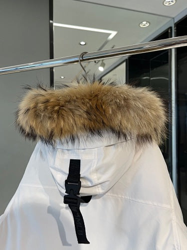 MLB Major League Baseball Down Parka – White | Faux Fur Hood