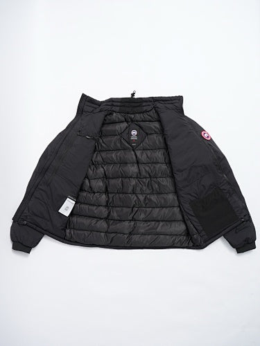 Canada Goose Black Down Bomber Jacket with Sleeve Badge and Quilted Lining