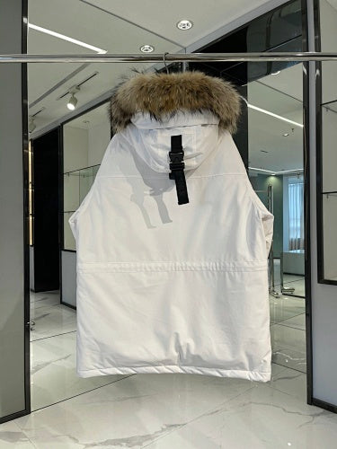 MLB Major League Baseball Down Parka – White | Faux Fur Hood