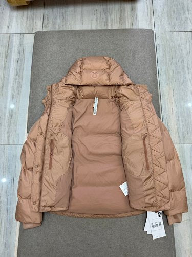 lululemon Women's Caramel Tan Hooded Down Puffer Jacket with Geometric Quilting