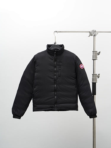 Canada Goose Black Down Bomber Jacket with Sleeve Badge and Quilted Lining
