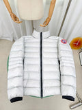 Canada Goose White Short Puffer Jacket with Ribbed Cuffs