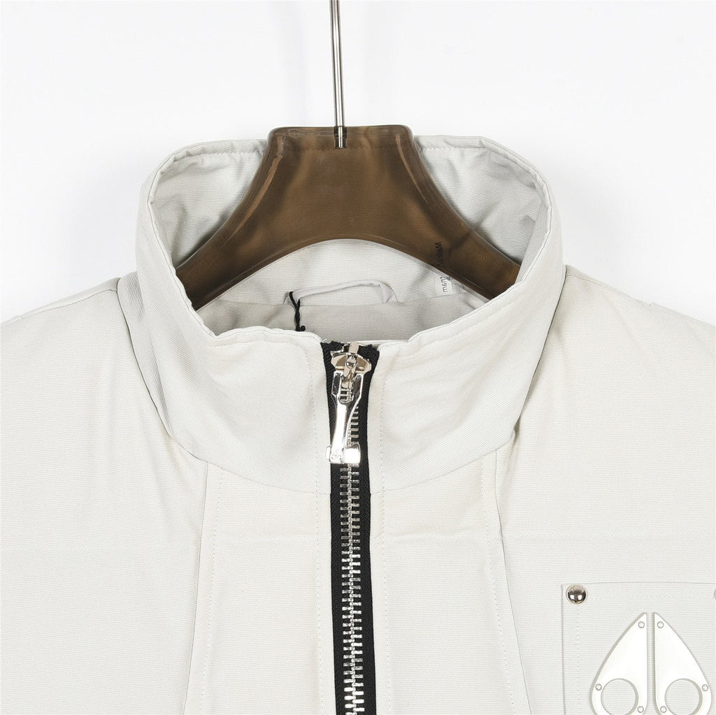Moose Knuckles Cream Acrylic Badge Down Vest
