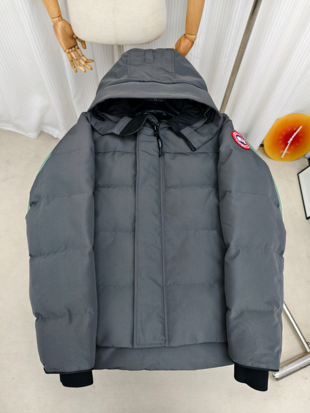 Canada Goose Slate Grey Hooded Down Puffer Jacket with Concealed Zip