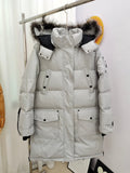 Moose Knuckles White Fox Fur Hood Long Parka