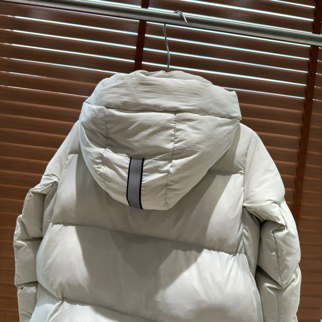 Canada Goose Women's Long Down Parka with Sleeve Disc Badge and Contrast Webbing