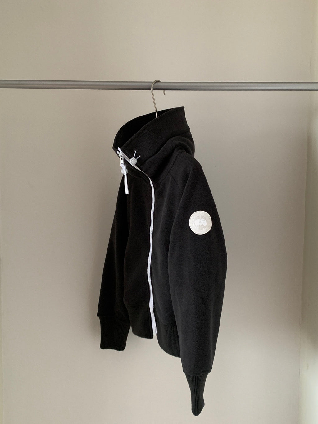Burberry Fleece Zip Hoodie with Contrast Zip Track and Sleeve Logo Patch