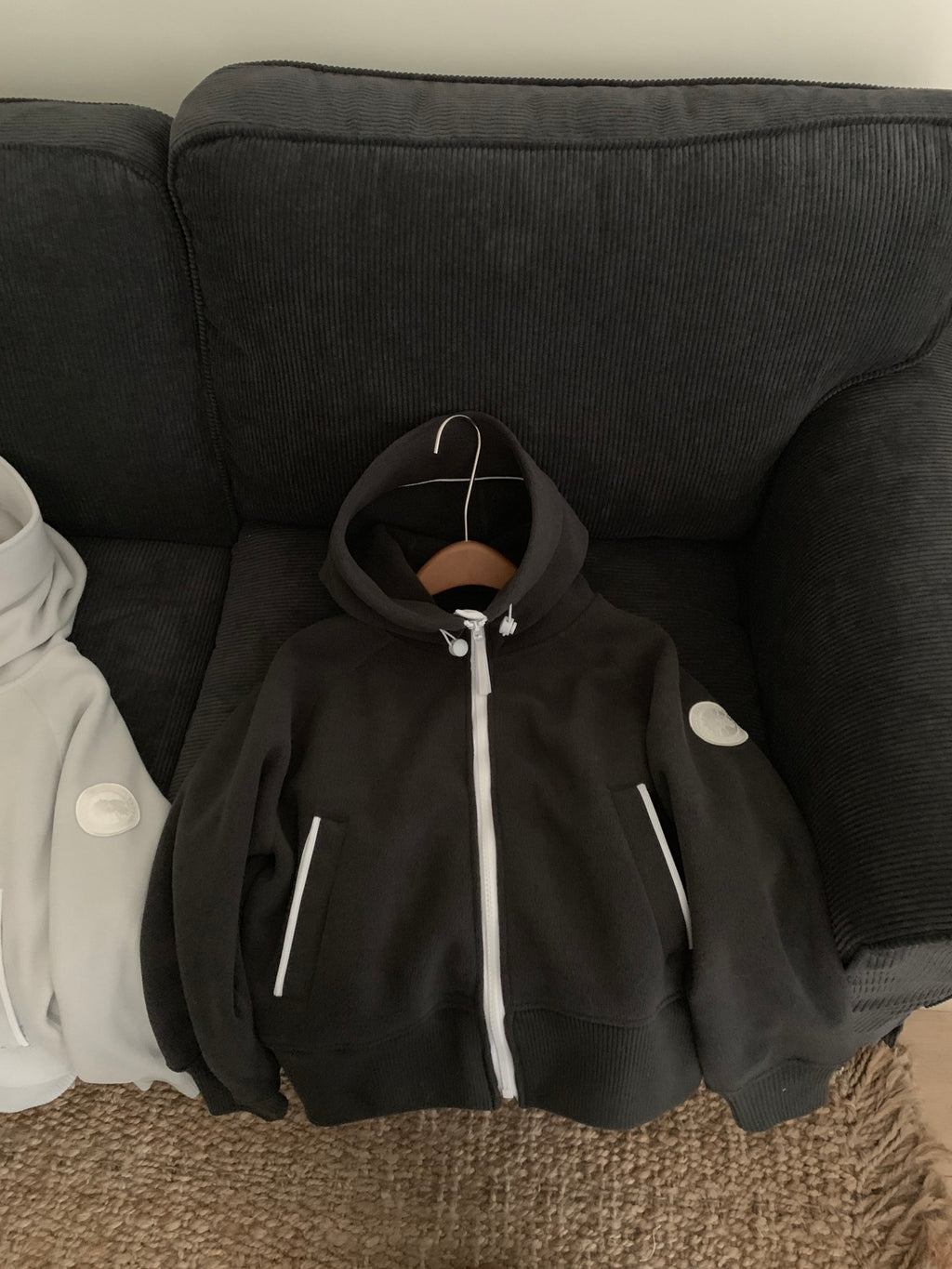 Burberry Fleece Zip Hoodie with Contrast Zip Track and Sleeve Logo Patch