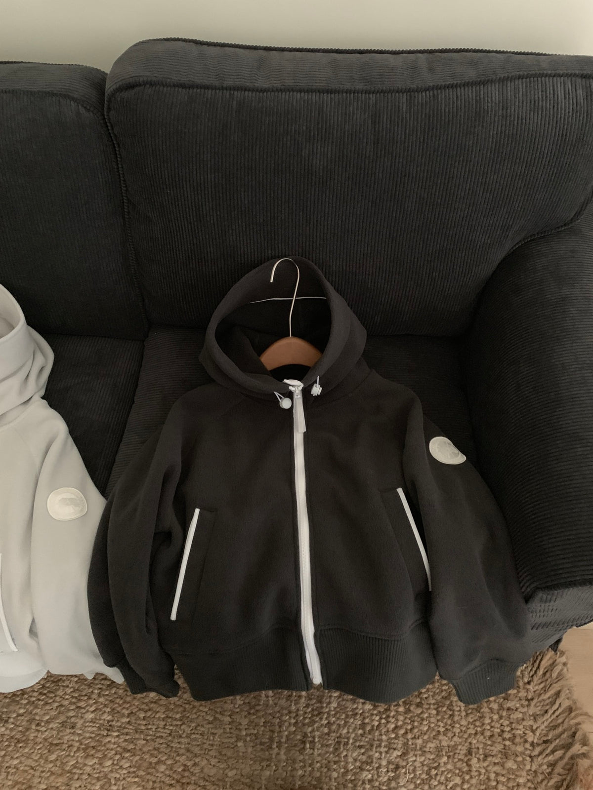 Burberry Fleece Zip Hoodie with Contrast Zip Track and Sleeve Logo Patch