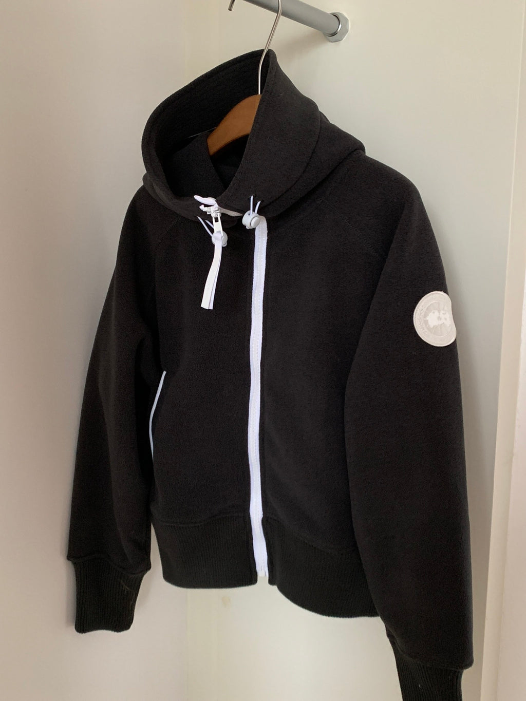 Burberry Fleece Zip Hoodie with Contrast Zip Track and Sleeve Logo Patch