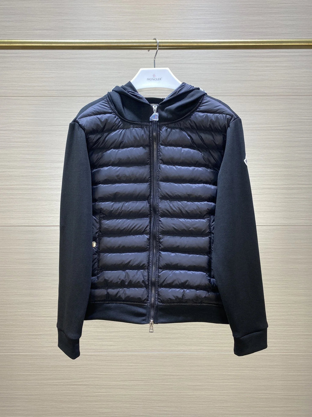 Moncler Hybrid Down Hoodie – Black