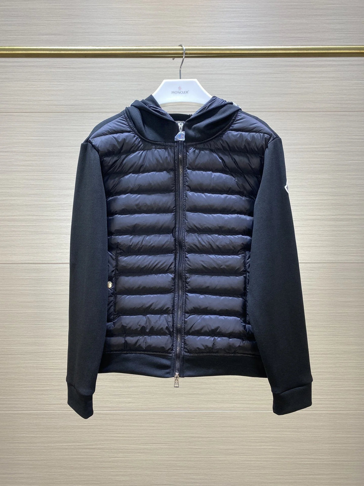 Moncler Hybrid Down Hoodie – Black