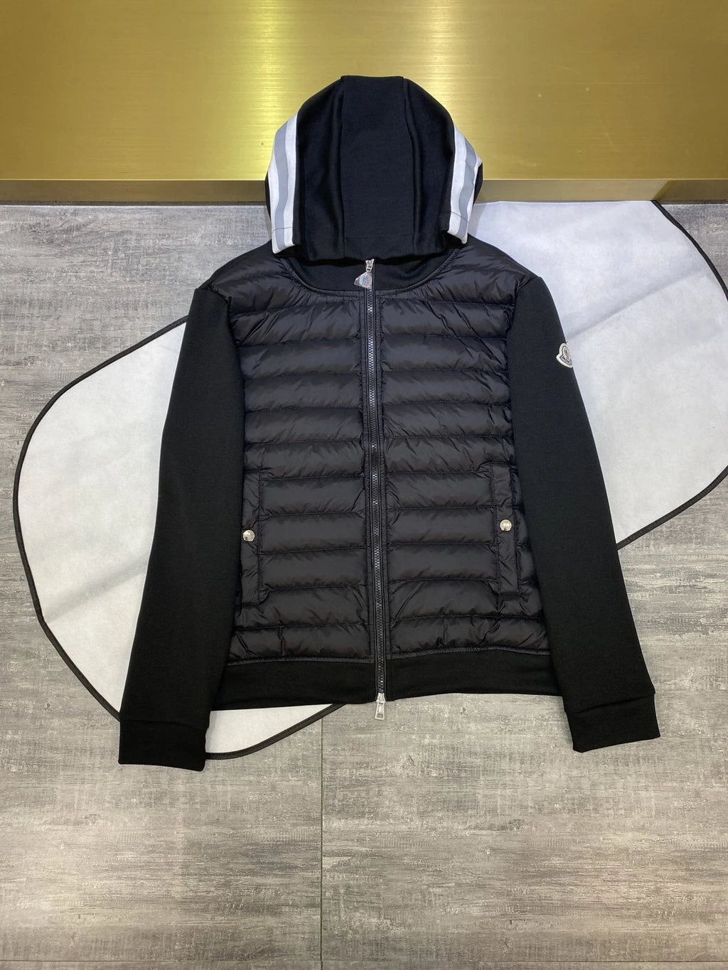 Moncler Hybrid Down Hoodie – Black