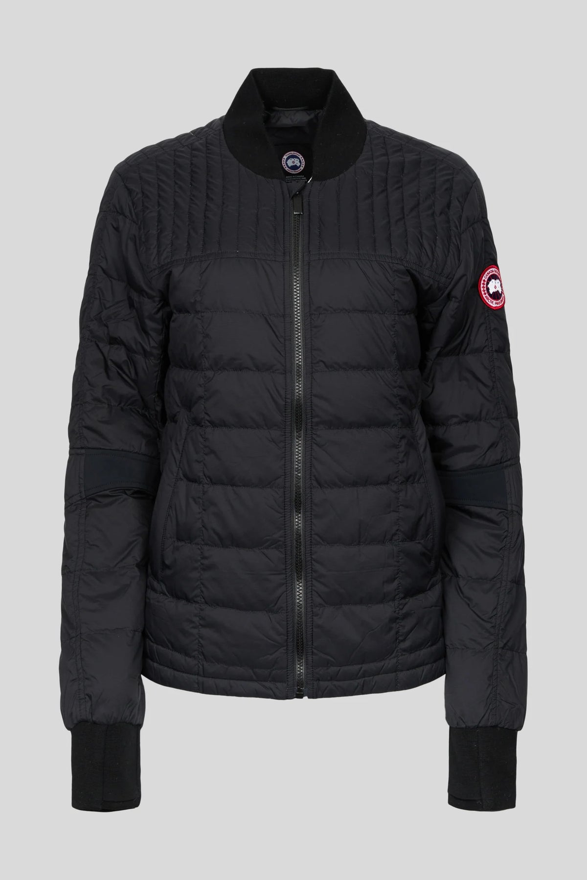 Canada Goose Women's Black Down Bomber Jacket with Ribbed Cuffs