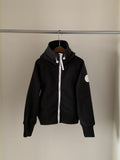 Burberry Fleece Zip Hoodie with Contrast Zip Track and Sleeve Logo Patch