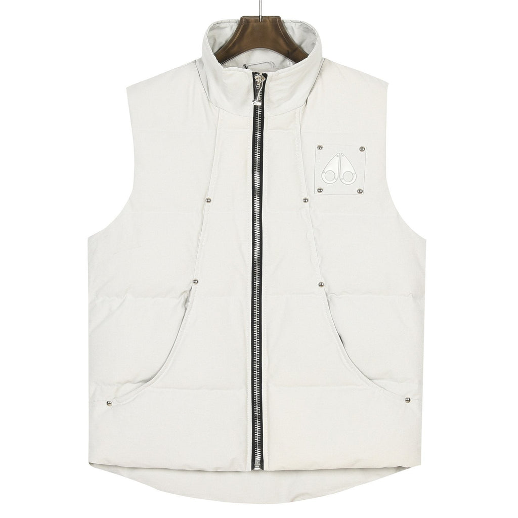 Moose Knuckles Cream Acrylic Badge Down Vest
