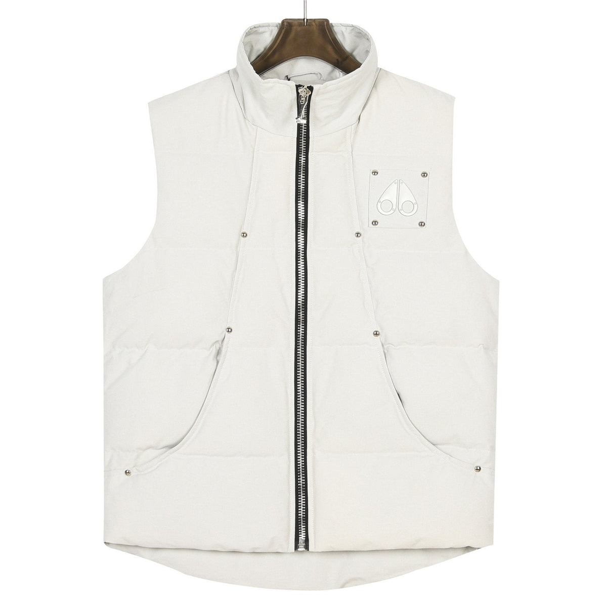 Moose Knuckles Cream Acrylic Badge Down Vest
