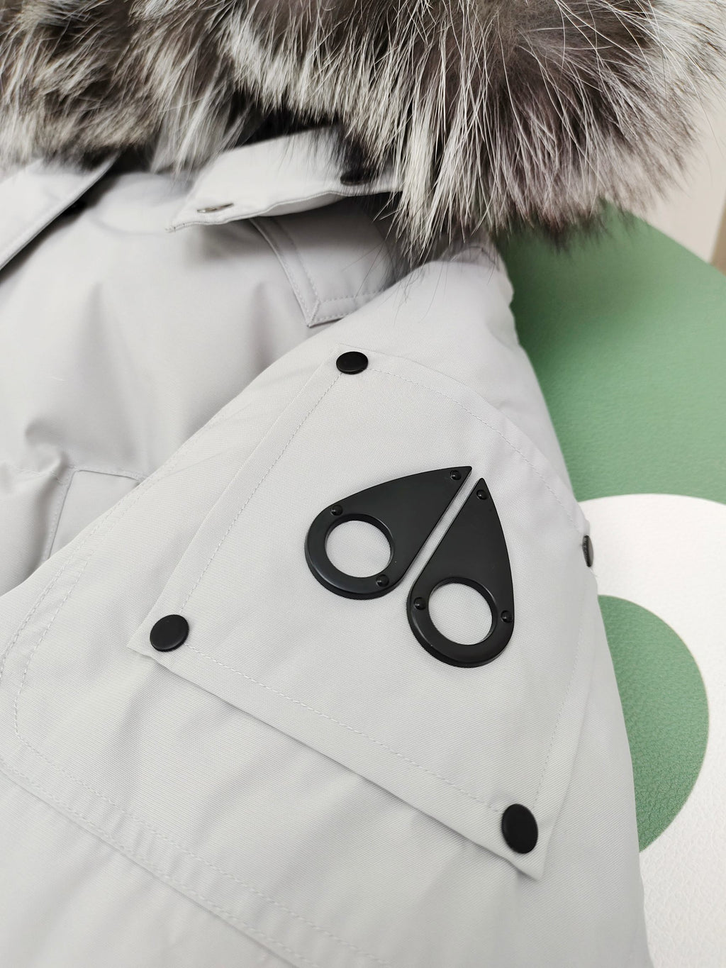 Moose Knuckles White Fox Fur Hood Long Parka