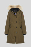 Canada Goose Women's Military Olive Long Parka with Fur-Trimmed Hood